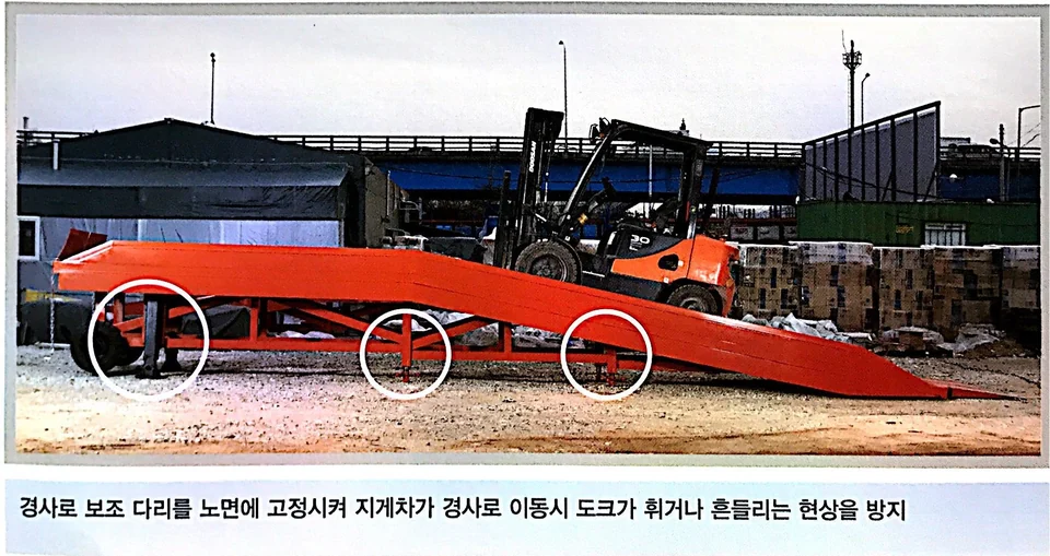 이동식도크 측면 지지대와 하부 구조 안내 사진